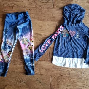 Girls emoji leggings and hoodie shirt